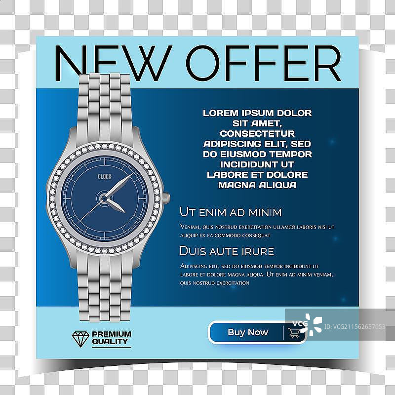 奢华银色腕表广告横幅图片素材