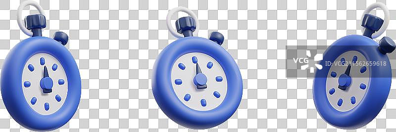 3D 真实感蓝色计时器图标集图片素材