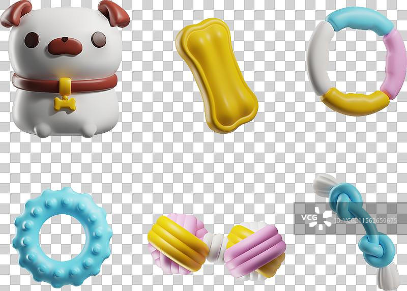 可爱的狗狗与3D宠物护理用品图片素材