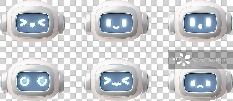 各种面部表情的3D聊天机器人集合图片素材