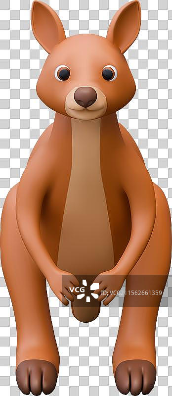 棕色逼真的袋鼠正面视图，野生状态图片素材