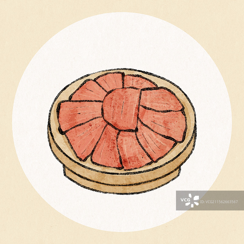 山西平遥美食国风插画-平遥牛肉图片素材