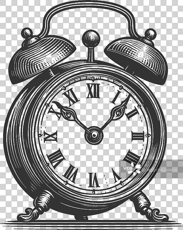 复古闹钟雕刻图片素材