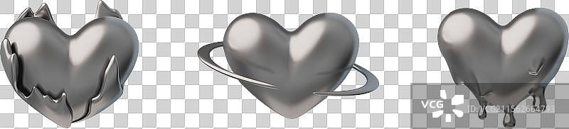 Y2K风格的3D心形图标图片素材