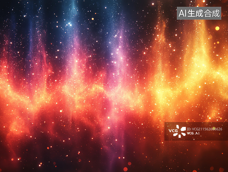 【AI数字艺术】金紫粒子波动交融构成的梦幻星际光效图像图片素材