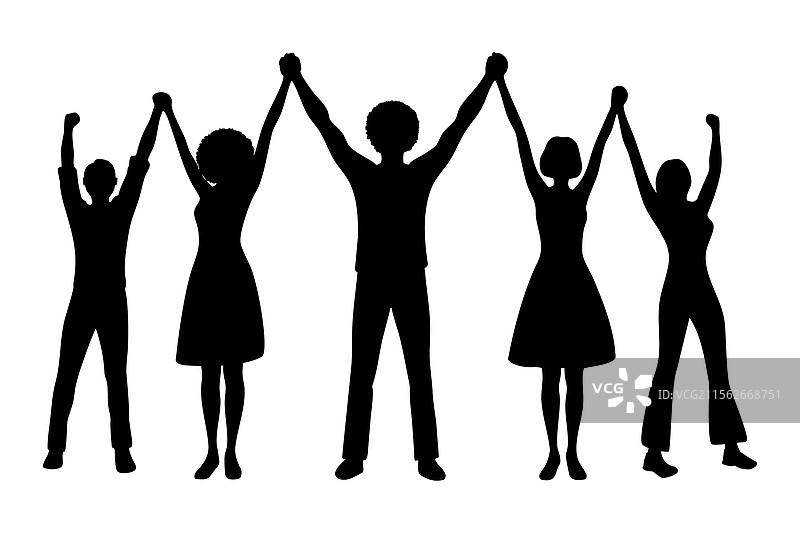 不同种族人群的剪影图片素材