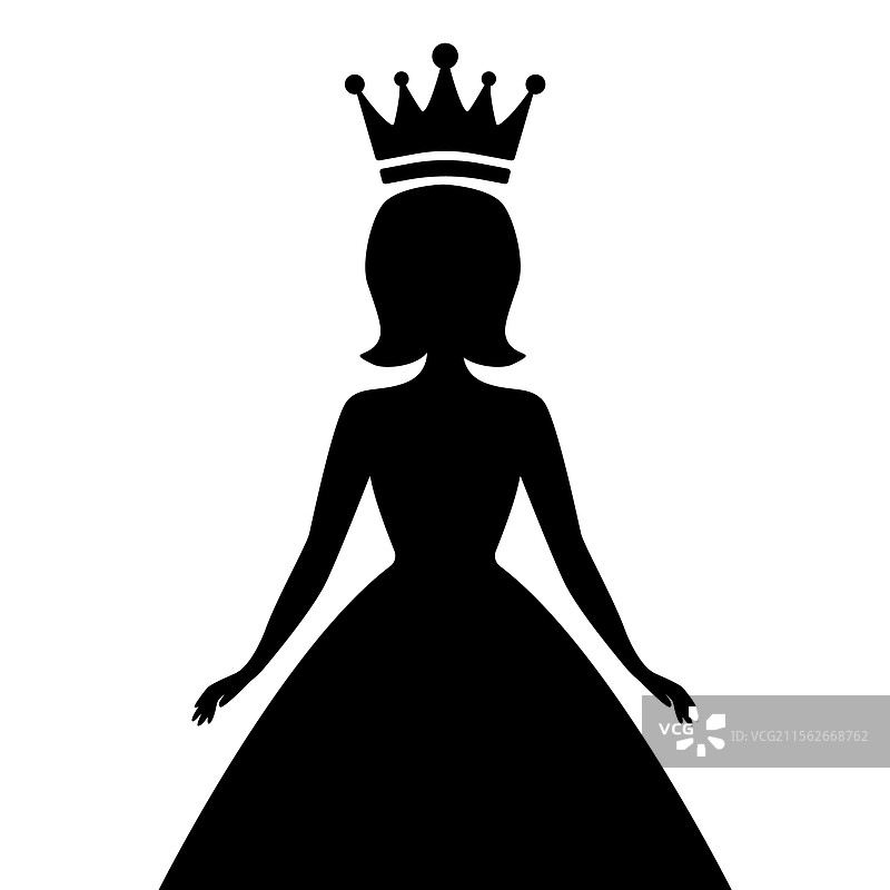 戴着王冠的小姐比赛获胜者的剪影图片素材