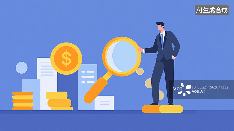 【AI数字艺术】2D卡通金融主题插画图片素材