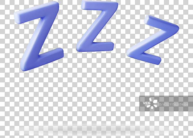 3D ZZZ标志表情符号孤立在白色背景上图片素材