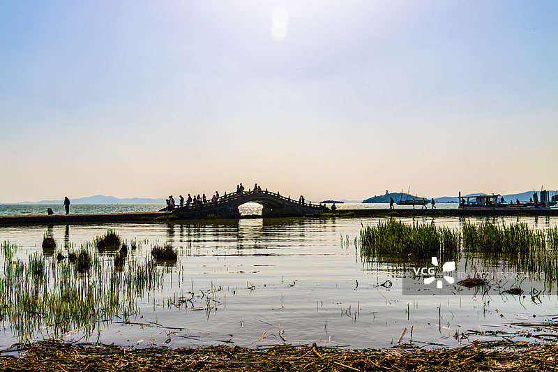 太湖鼋头渚万浪桥风光图片素材