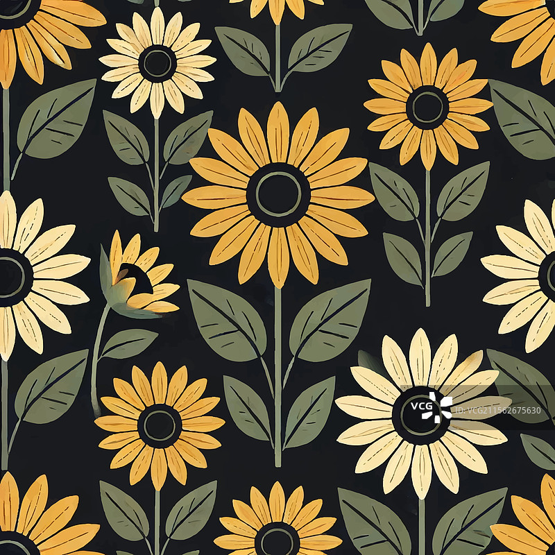 阳光明媚的向日葵印花设计图片素材