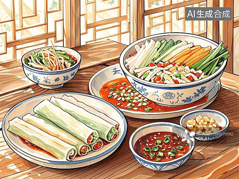 【AI数字艺术】丝娃娃贵州名小吃-传统美食小吃手绘插画图片素材