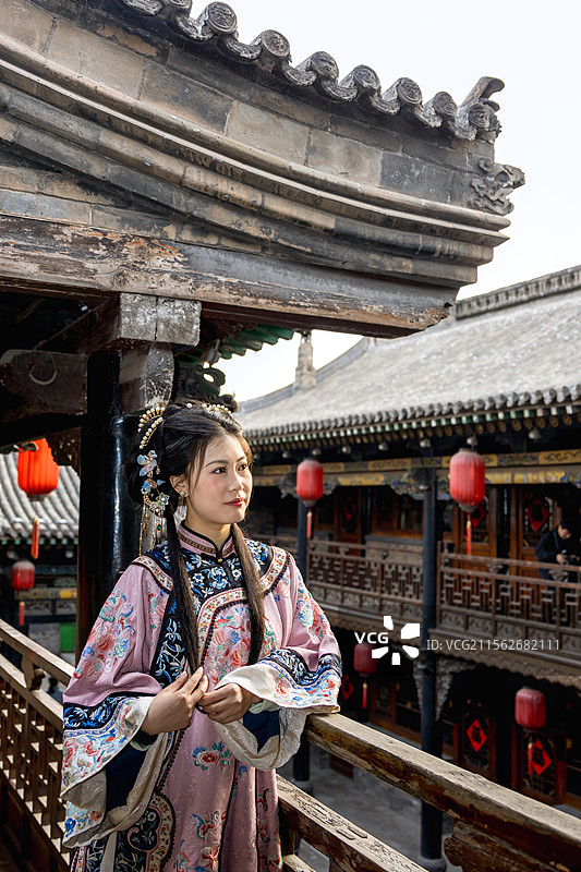 晋商大小姐平遥古城古装古建日升昌人像摄影图片素材