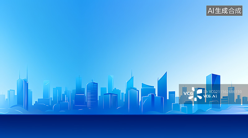 【AI数字艺术】现代城市天际线轮廓图片素材