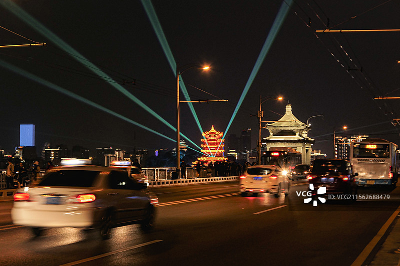 黄鹤楼夜景灯光秀图片素材