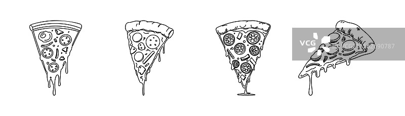 优雅的手绘比萨片草图图片素材