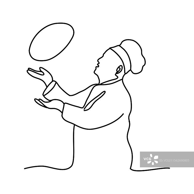 传统比萨厨师吉祥物男性厨师正在揉面图片素材