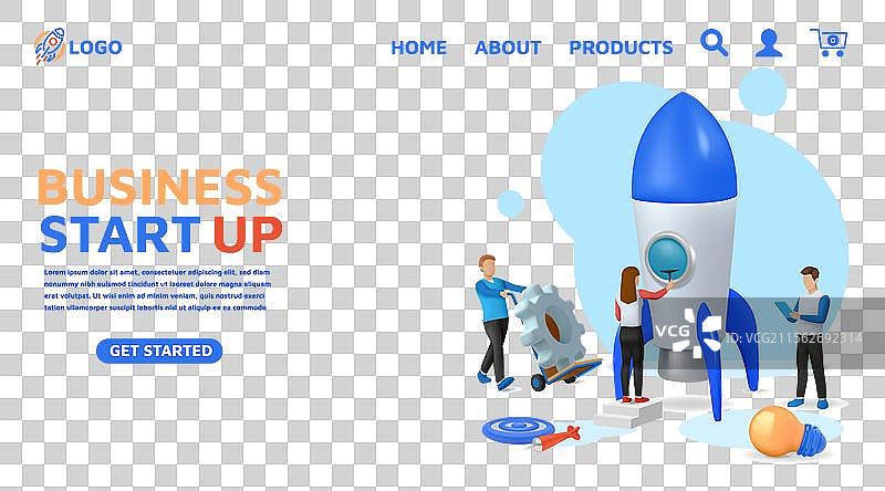 创业公司着陆页商业发展图片素材