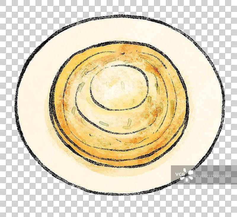 山西晋城美食国风插画-小米煎饼图片素材