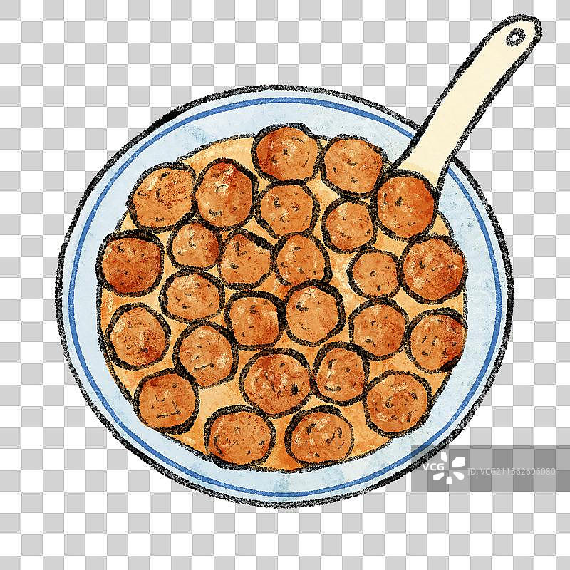 山西晋城美食国风插画-糖醋溜丸图片素材