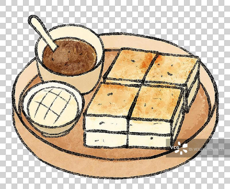 山西晋城美食国风插画-烧豆腐图片素材