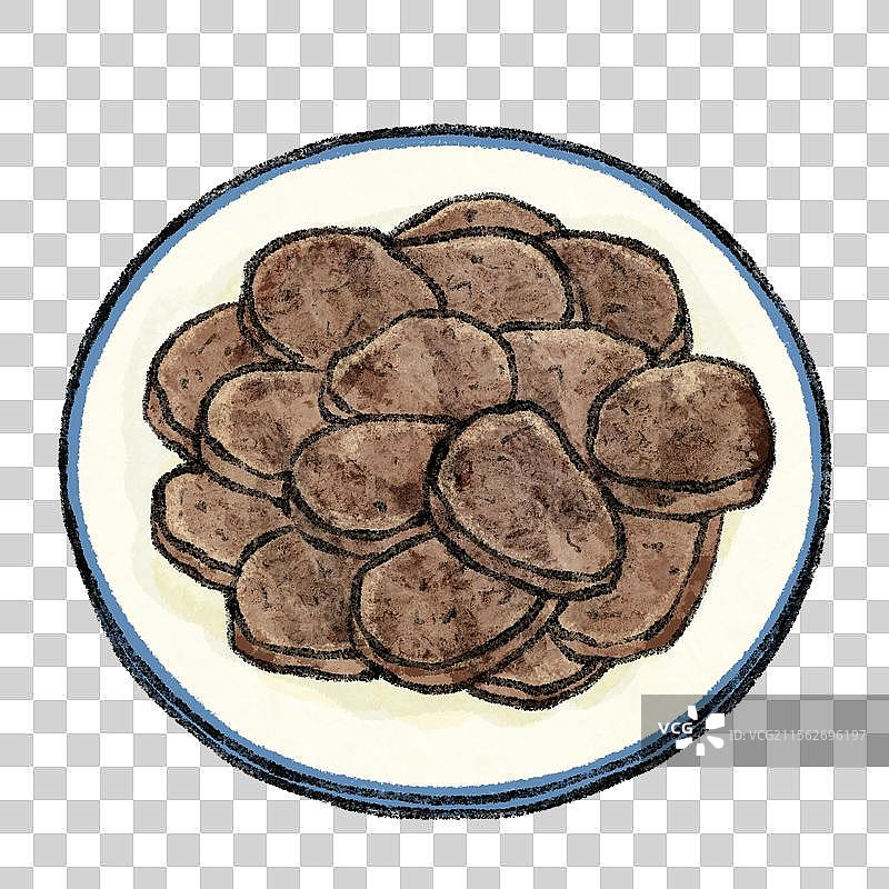 山西晋城美食国风插画-阳城烧肝图片素材