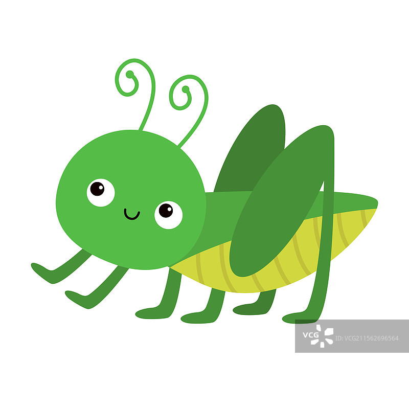可爱的卡通蚂蚱、蟋蟀和蝗虫图标图片素材