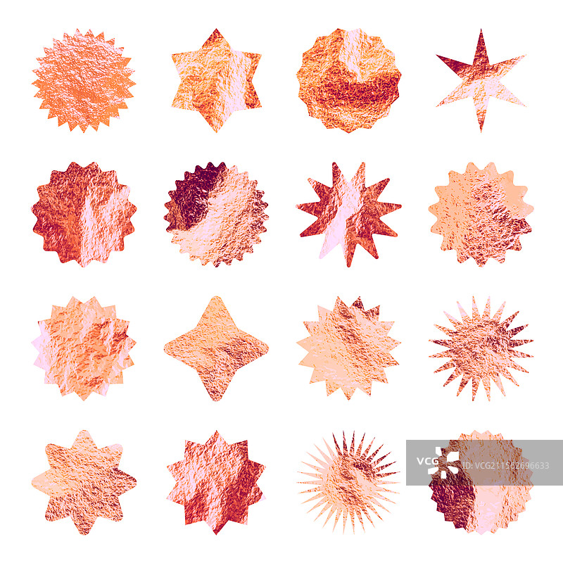 玫瑰金星星光芒符号闪亮金箔图片素材