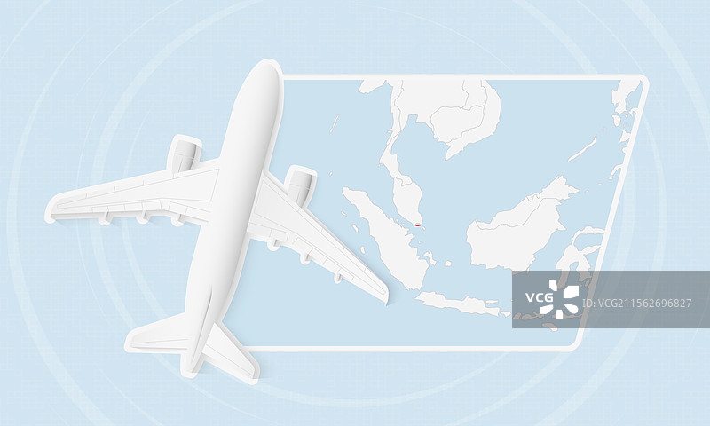 新加坡旅行与飞机和国旗图片素材