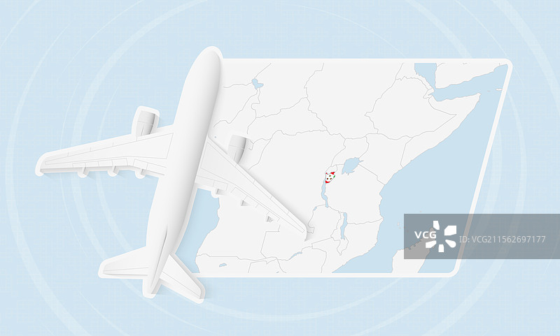 布隆迪旅行与飞机和国旗图片素材