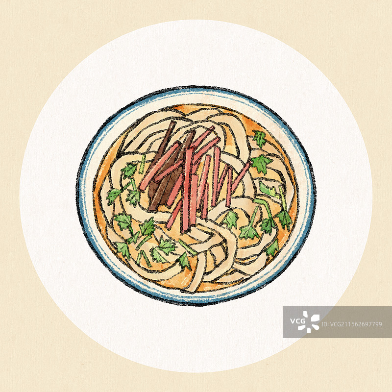 山西晋城美食国风插画-杂格图片素材