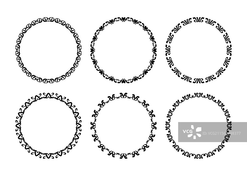 黑色空心圆形边框图案集图片素材