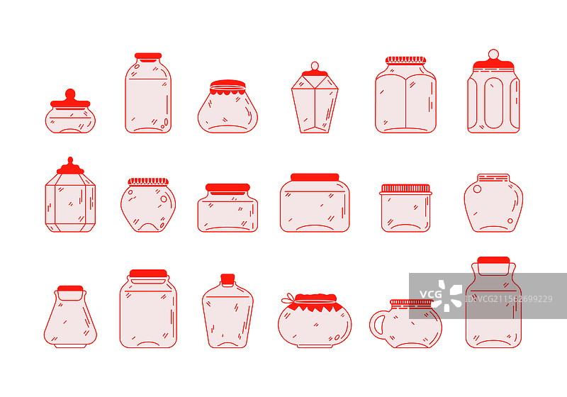 一组扁平风格的极简罐子图片素材