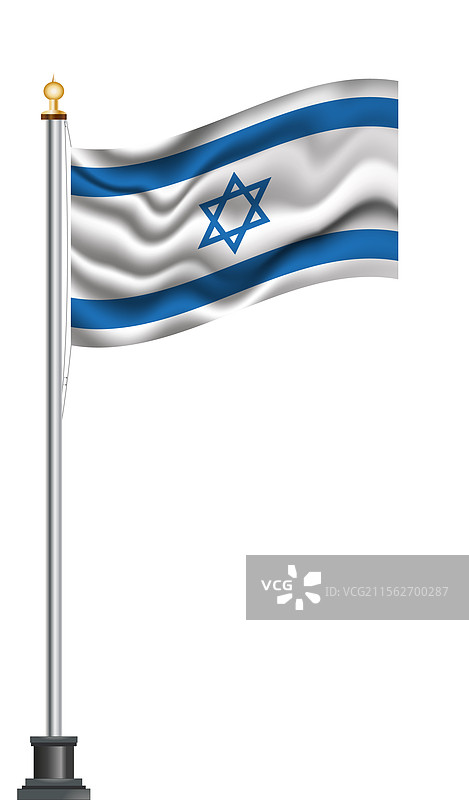 以色列国旗在旗杆上飘扬图片素材