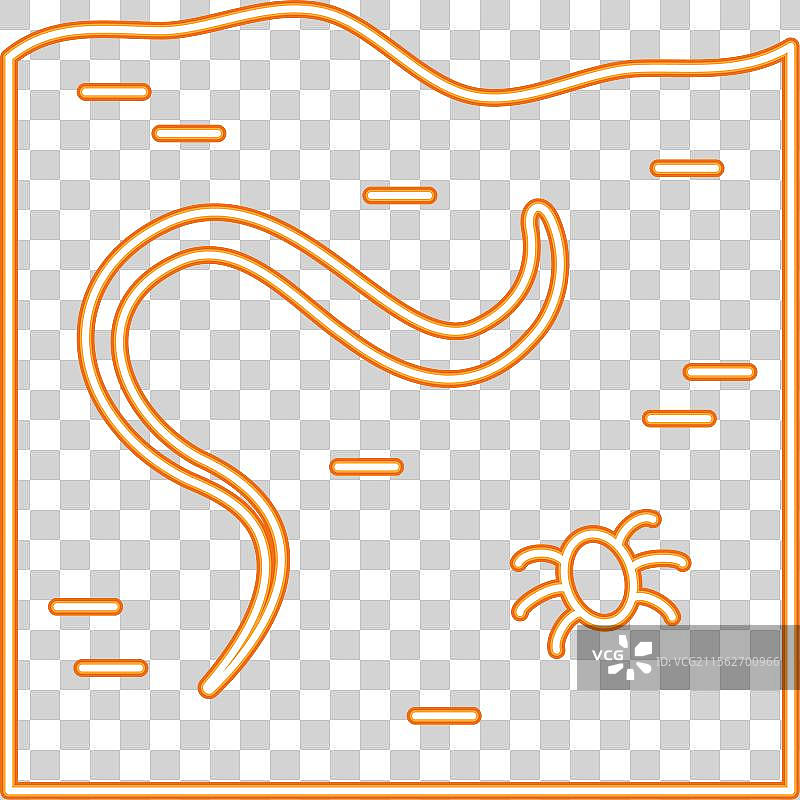 土壤与蚯蚓霓虹图标 农场蚯蚓符号图片素材
