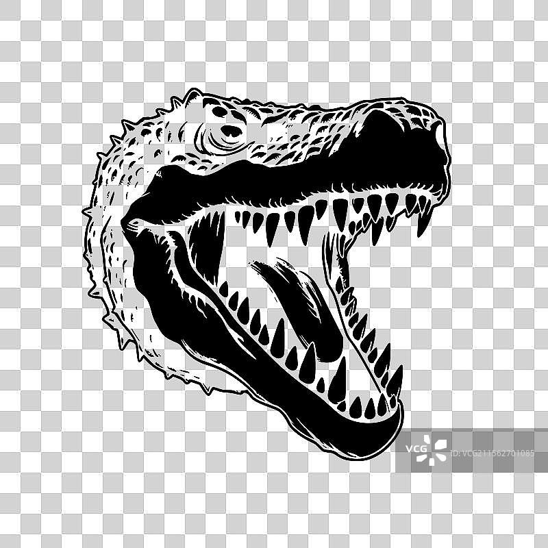 鳄鱼 - 极简风格的平面logo图片素材