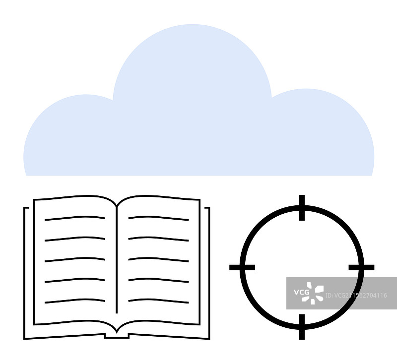 云存储概念，开放的书籍和目标图片素材