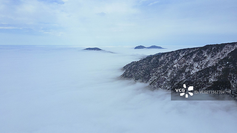 岳阳天岳幕阜山冬季航拍图片素材