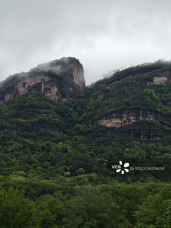暴雨之后云雾缭绕的武夷山大王峰图片素材