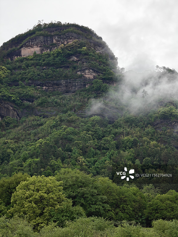 暴雨之后云雾缭绕的武夷山大王峰图片素材