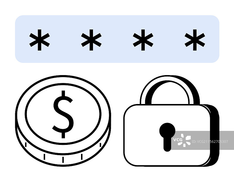 金融安全概念与美元硬币锁图片素材