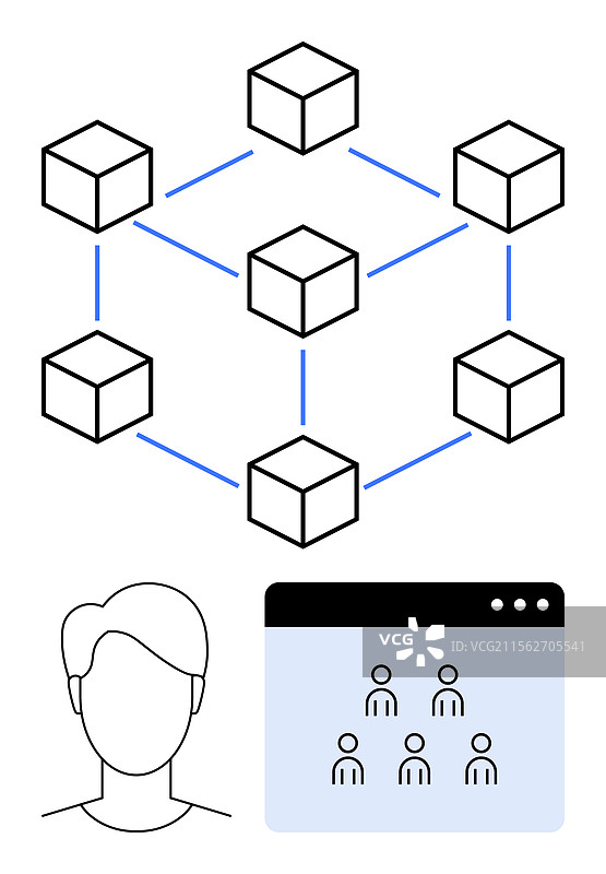 区块链网络概念与用户互动图片素材