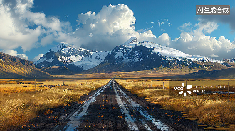 【AI数字艺术】山野中的公路图片素材