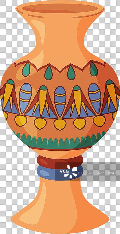 彩色陶瓷花瓶，古董花卉图案图片素材