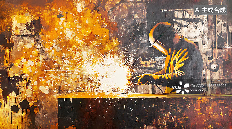 【AI数字艺术】AIGC：电焊焊接工人 插图插画图片素材