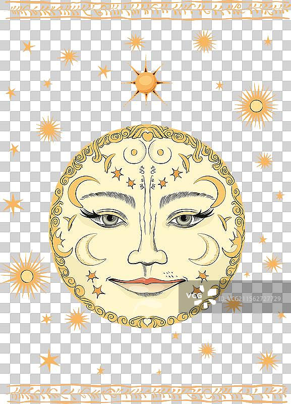 神秘的月亮和星星 A4图片素材