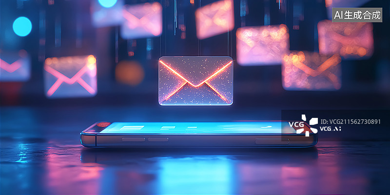 【AI数字艺术】智能手机物联网邮箱科技背景图片素材