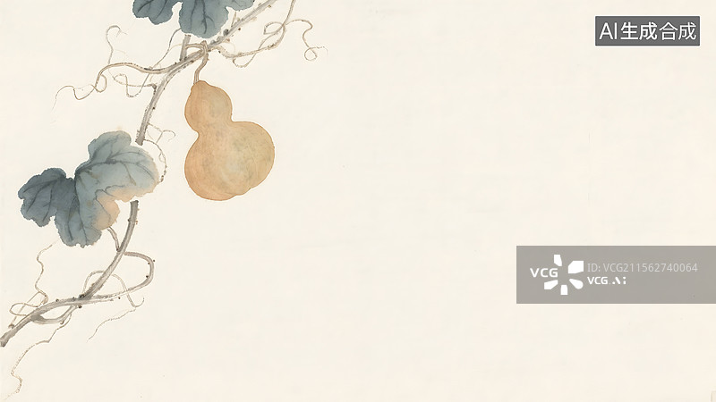 【AI数字艺术】水墨画葫芦居左图片素材