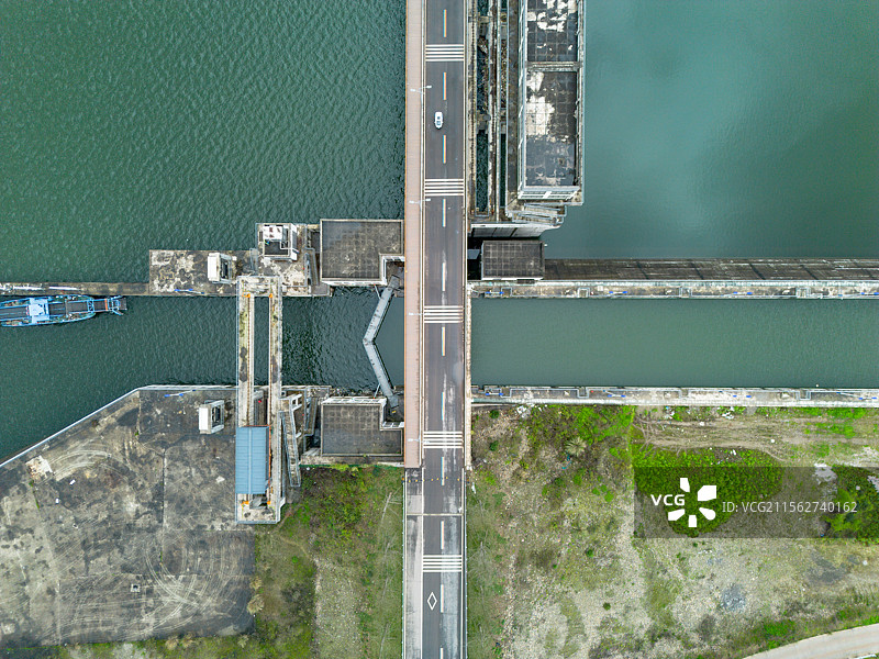 青神县虎度溪岷江河航电水电站航拍视角图片素材