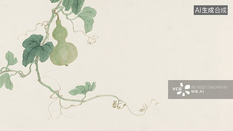 【AI数字艺术】水墨画葫芦居左图片素材